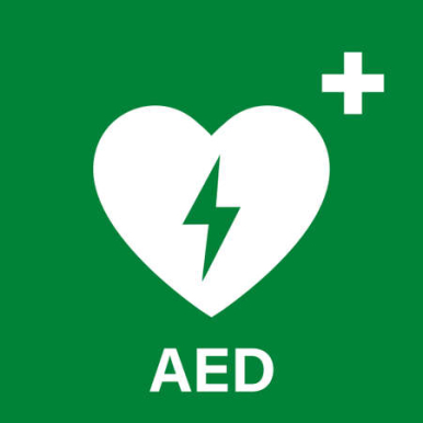 Zdjęcie przedstawia białe serce na zielonym tle i napis AED (FOT. PIXABY)